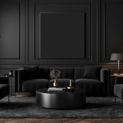 create Living room poster in Black theem