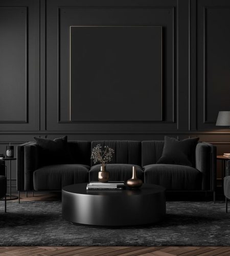 create Living room poster in Black theem